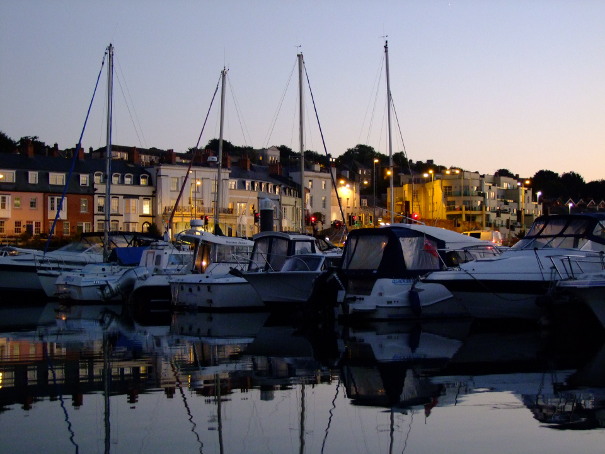 A picture of Weymouth Harbour at dusk